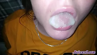 Swallowed snack recoil worthwhile for cum – close-up blowjob